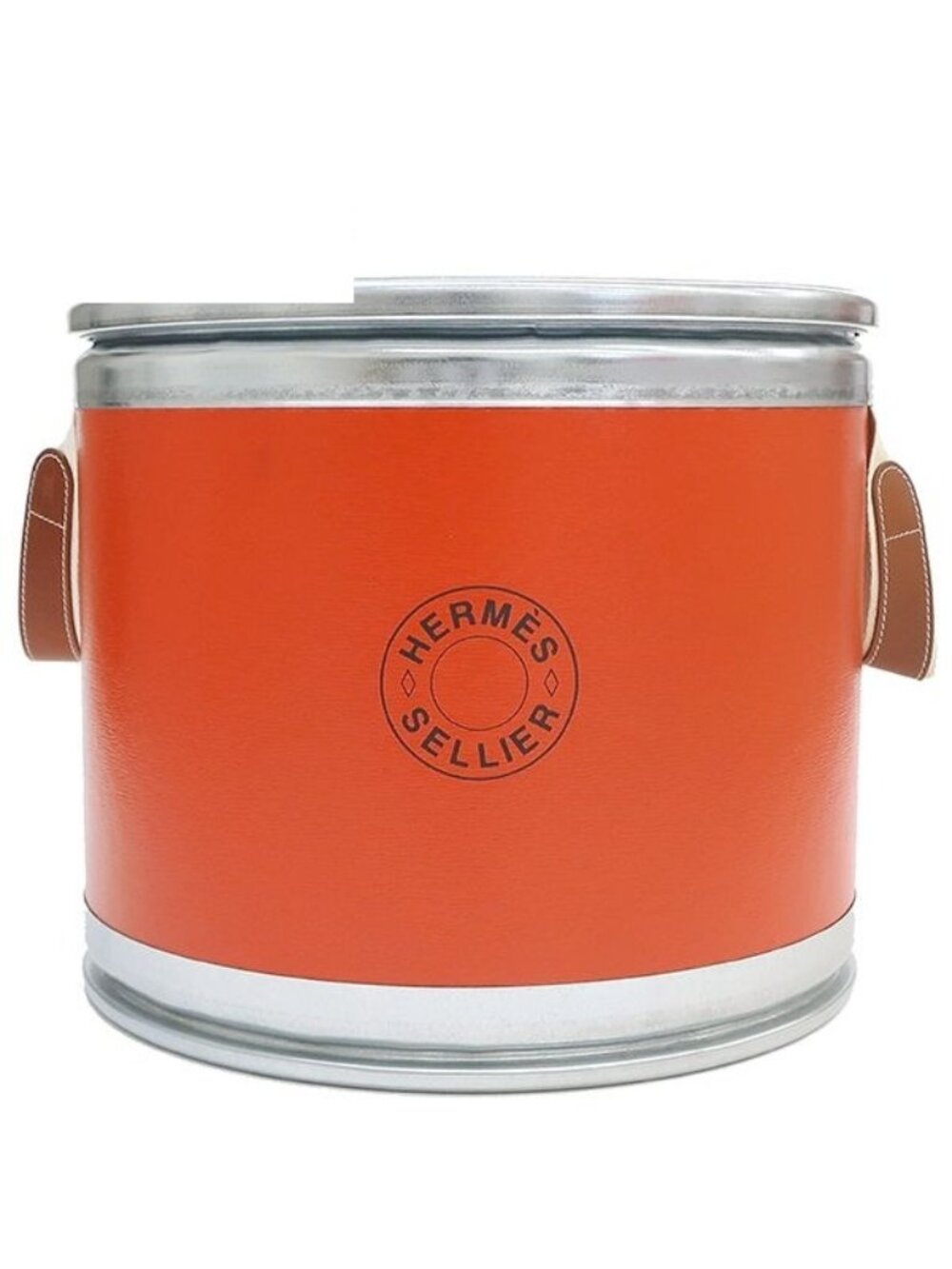 Hermes Small Box Leather Metal Recycled Paper Feu Silver Saddle Box Harness